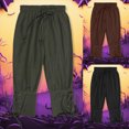 thumbnail image 2 of KPOPLK Kids Boys Medieval Pirate Pants Elastic Waist Lace Up Cuff Cropped Trousers for Kids Halloween Trousers,Size 8-10Years, 2 of 8