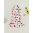 thumbnail image 2 of Bagilaanoe Toddler Baby Girl Jumpsuit Sleeveless Floral Print Romper Overalls 6M 12M 18M 24M 3T 4T Kids Long Flared Pants Summer Clothes, 2 of 7