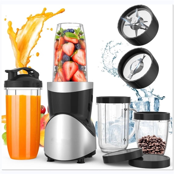 Smoothie Blender, 900W Blenders for Shakes and Smoothies, 15-Piece Personal Blender and Grinder Combo for Kitchen, Smoothies Maker with 4 Portable Cup, Nutritious Recipe
