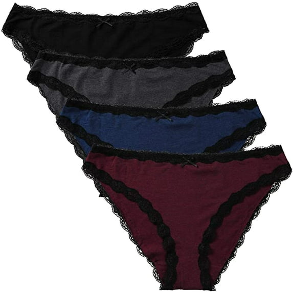 Charmo Women Lace Bikini Panties Soft Cotton Hipster Underwear Briefs 4 Pack