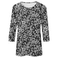 thumbnail image 4 of DHFJKG T Shirts For Women 3/4 Sleeve Summer Round Neck Floral Printed Loose Fit Casual Fashion Tunic Trendy Tops, 4 of 5