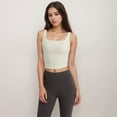 thumbnail image 2 of Women's Square Neck Active Crop Tank Top with Contour Seams Wide Straps and Sculpting Stretch Performance Fabric - Off White, Small, 2 of 5