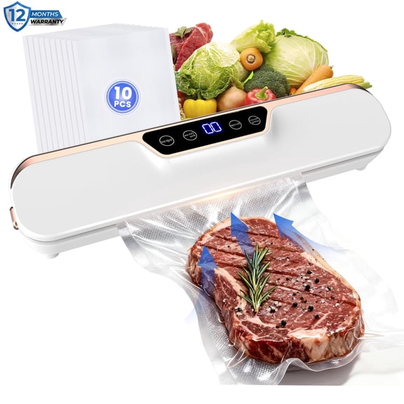 Kisportee Vacuum Sealer, 62KPA Food Vacuum Sealer Machine with  4 Modes, Food Vacuum Sealer with 10pcs Bags for Dry & Moist Food Storage Sous Vide for Kitchen
