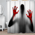 thumbnail image 3 of SUNOLIFE Halloween Shower Curtain Horror Bloody Hand Waterproof Fabric Bathroom Curtain 72x72 in, 3 of 5
