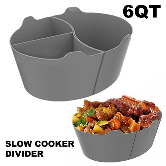 TITOUMI 3 in 1 Silicone Slow Cooker Liners, Reusable Crock Pot Divider Liners Fit 6 Quarts Pot Leakproof Dishwasher Safe Easy Cooking Liners for Oval or Round Pot Crock Pot Slow Cooker Accessories