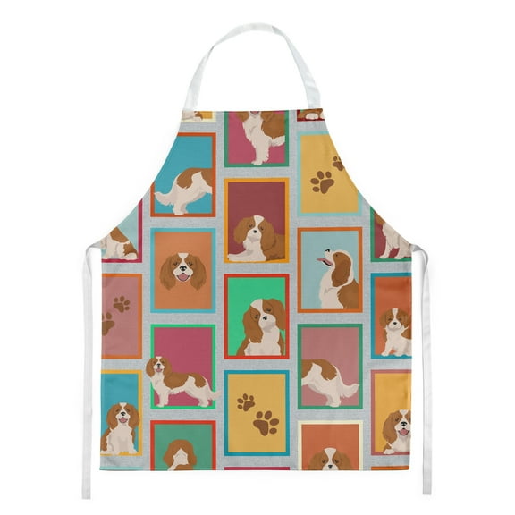 Lots of Blenheim Cavalier Spaniel Apron 27 in x 30 in