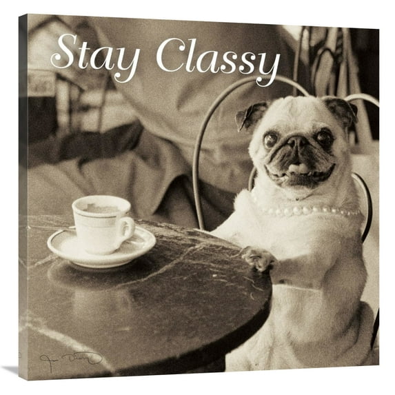 Global Gallery's 'Cafe Pug Stay Classy V2' By Jim Dratfield Stretched Canvas Wall Art