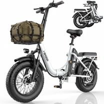 1200W Peak Folding Fat Tire Electric Bike for Adults with Removable 48V 13Ah Lithium Battery, Cargo Basket Ebike, Dual Disc Brakes, UL Certified E-Bike, White