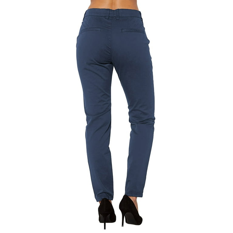 YYDGH Women Slacks Pants for Work Pressional Pull On Mid Waisted Full  Length Slim Fit Trousers Regular Dress Pants Navy Blue S 