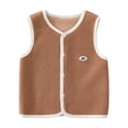 thumbnail image 2 of WAVSUF Winter Sweater Vest Children's Girls Plush Jacket Vest Cardigan Round Neck Waistcoat Brown Size 9 Months, 2 of 3