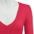 thumbnail image 2 of YEMAK Women's Cropped Bolero 3/4 Sleeve Button Down Cardigan Sweater CO129-RPK-2X, 2 of 11