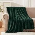 thumbnail image 3 of Exclusivo Mezcla Large Flannel Fleece Velvet Plush Throw Blanket - 50" x 70" (Forest Green), 3 of 7