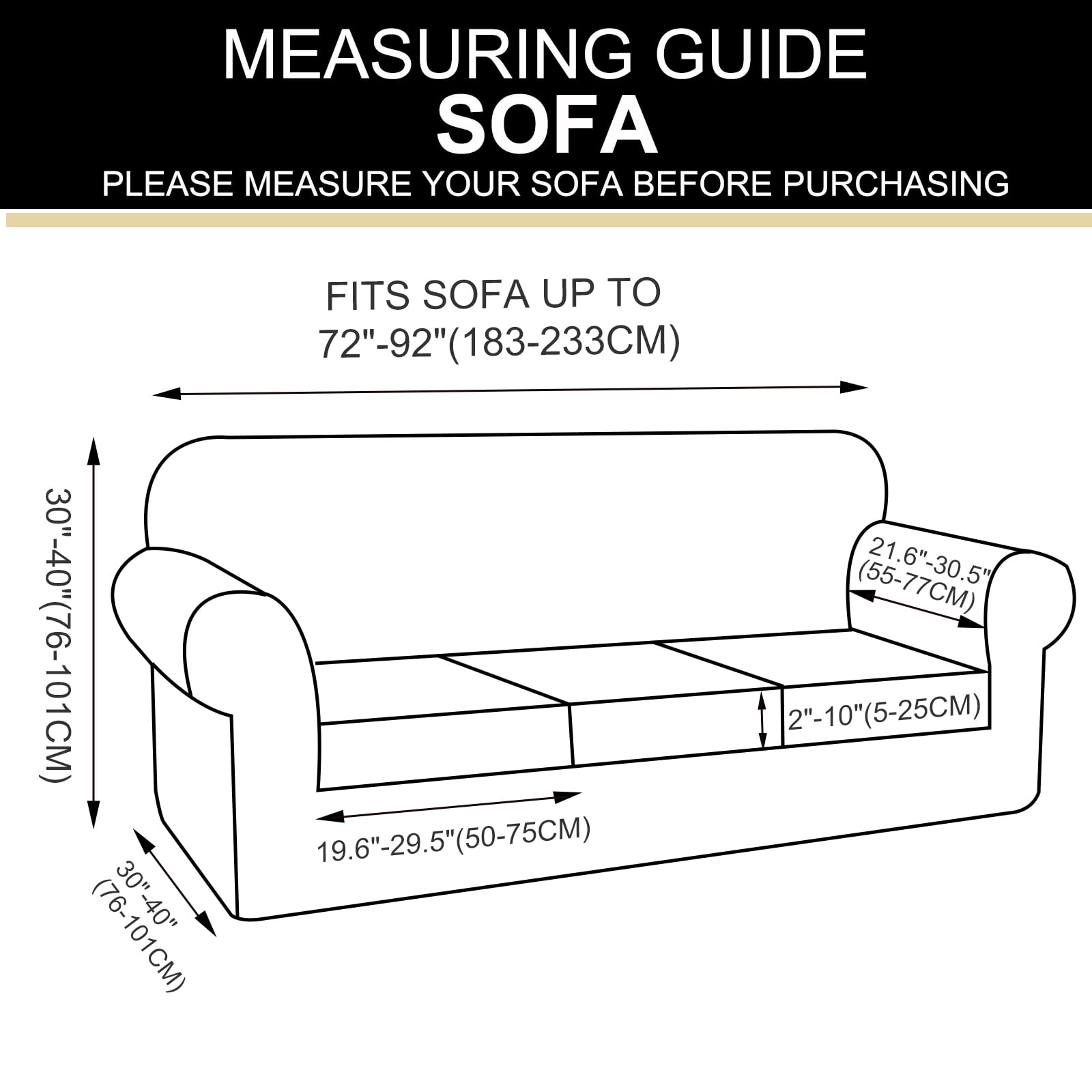 U-NICE HOME 4-Piece Stretch Sofa Cover for 3-Cushion Couch  Pet-Friendly, Chocolate