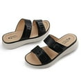 thumbnail image 3 of JABASIC Women Slide Sandals Comfortable Adjustable Double Buckle Platform Sandal (8,Black), 3 of 6