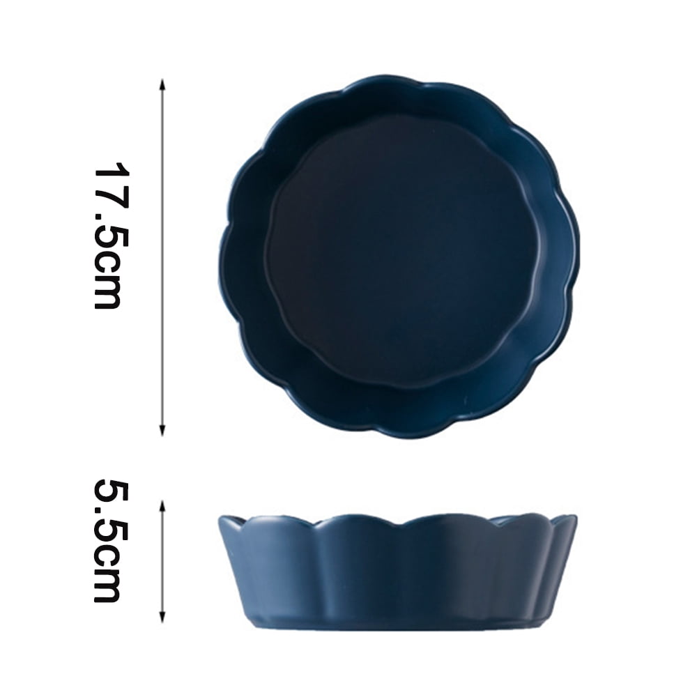 Creative Pet Ceramic Bowl Flower Cat Bowl Medium Dog Bowl Anti-Overturning Pet Bowl - Dark blue