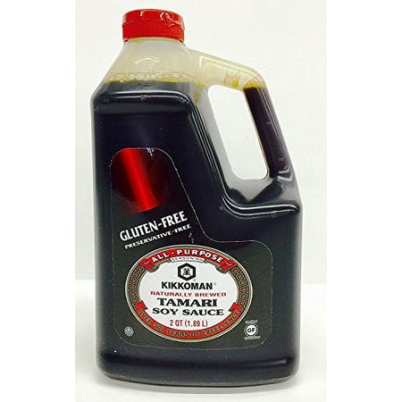 NineChef Bundle - Kikkoman Tamari Soy Sauce Gluten-Free 64 Ounce (0.5 Gallon) + 1 NineChef Brand Long Handle Spoon