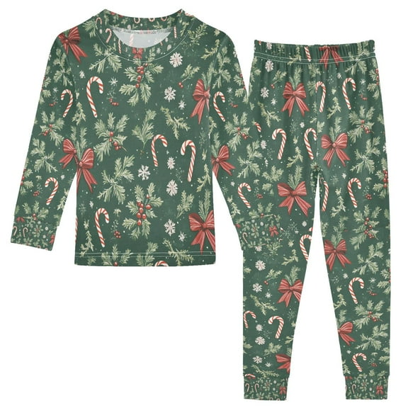FORMRS Long Sleeve Top and Pants Pajama Set for Niños 2-Piece Sleepwear, Sizes 18M-8Y, Christmas Candy Cane