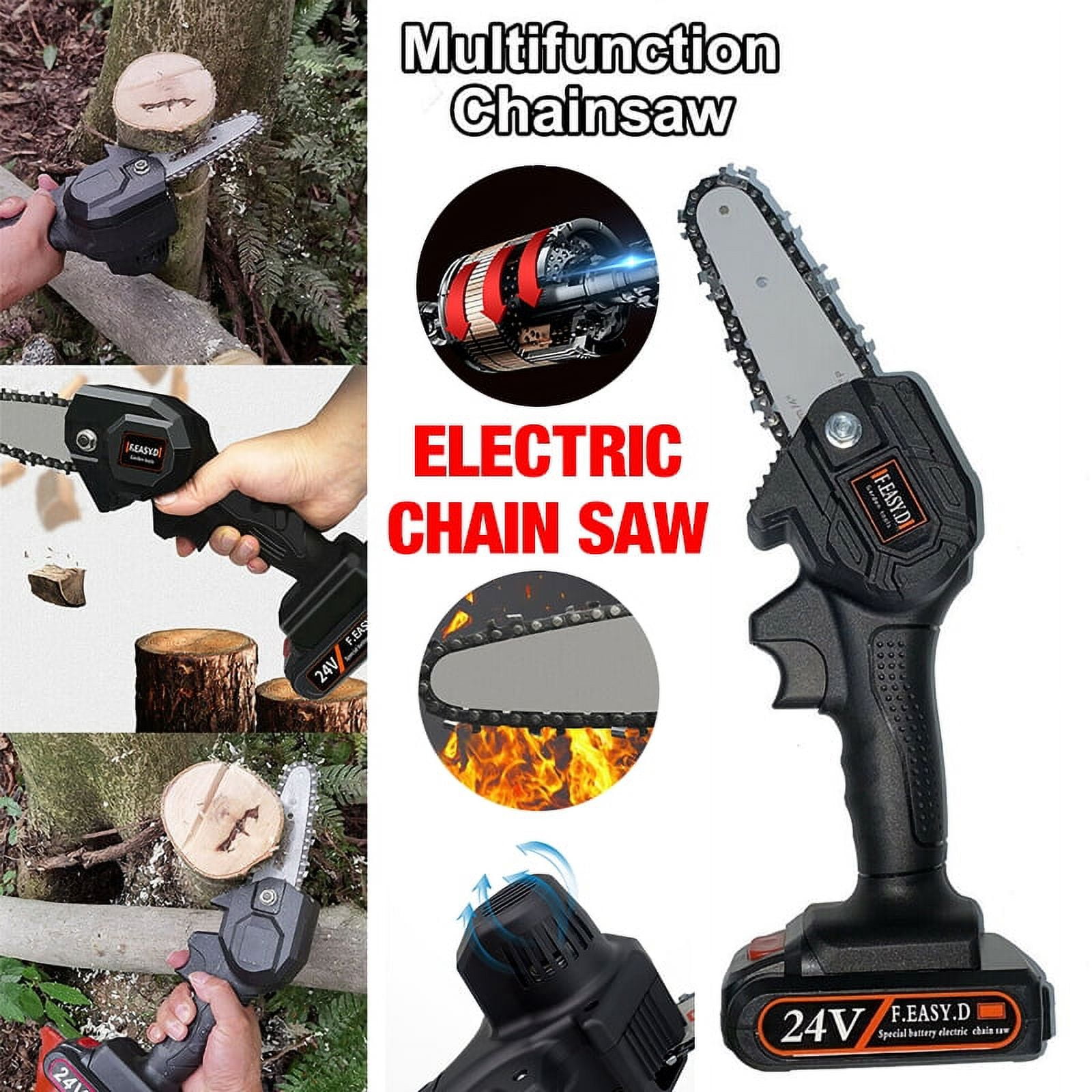 Myriann 4" Cordless Electric Mini Chainsaw, One-Hand Pruning Shears for Tree Branch and Wood Cutting