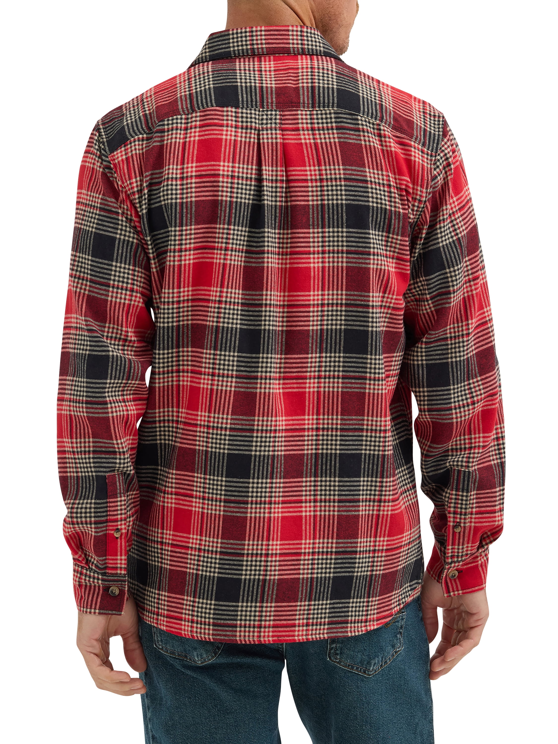 Wrangler® Men's and Big Men's Relaxed Fit Brushed Flannel Shirt with Long Sleeves, Sizes S-5XL
