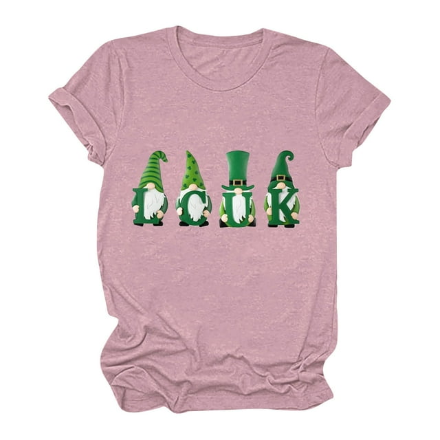 Wolfast T-Shirts pour Femmes Manches Courtes Mode Féminine Saint-Patrick Imprimé Col Rond Manches Courtes T-Shirt Décontracté Haut T-Shirts pour Femmes Mode