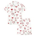 thumbnail image 2 of Teen Silk Pjs for Girls Valentine Pajamas Short Sleeve Heart Button Down Sleep Shirt Kids Pajamas Girls 12-13 Years, 2 of 4