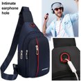 thumbnail image 4 of Bolso bandolera, bolso de viaje para hombro en el pecho, bolso de día informal, para hombre y mujer, con orificios para auriculares, resistente al agua, 4 of 5