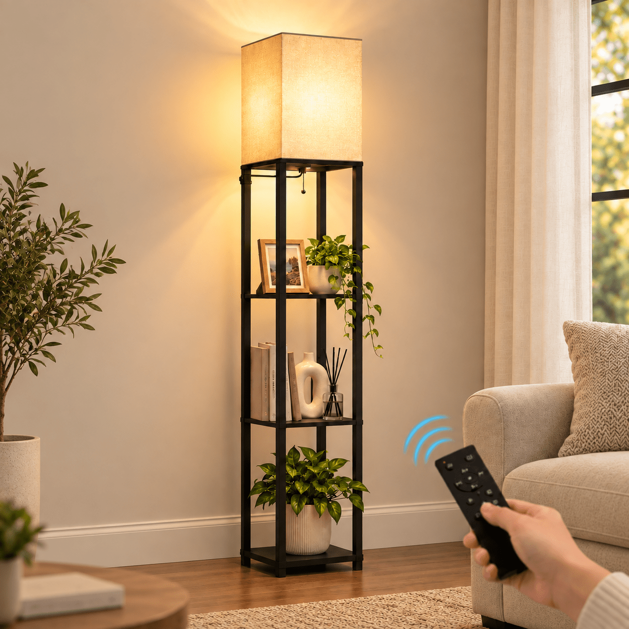Trio Shelf Floor Lamp in Matte Black Finish - Walmart.com