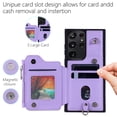 thumbnail image 6 of Compatible with Samsung Galaxy S23 Ultra PU Leather Clasp Flip Zipper Purse Case, with Shoulder Strap Lanyard for Women Credit Card Holder Cell Accessories Phone Cover for Samsung S23 Ultra, Purple, 6 of 9