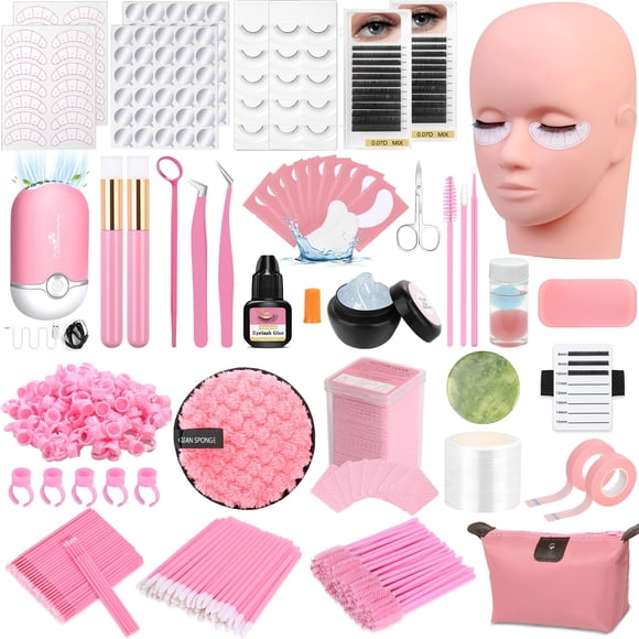 Kit de extensiones de pestañas Qinzave para principiantes con maniquí