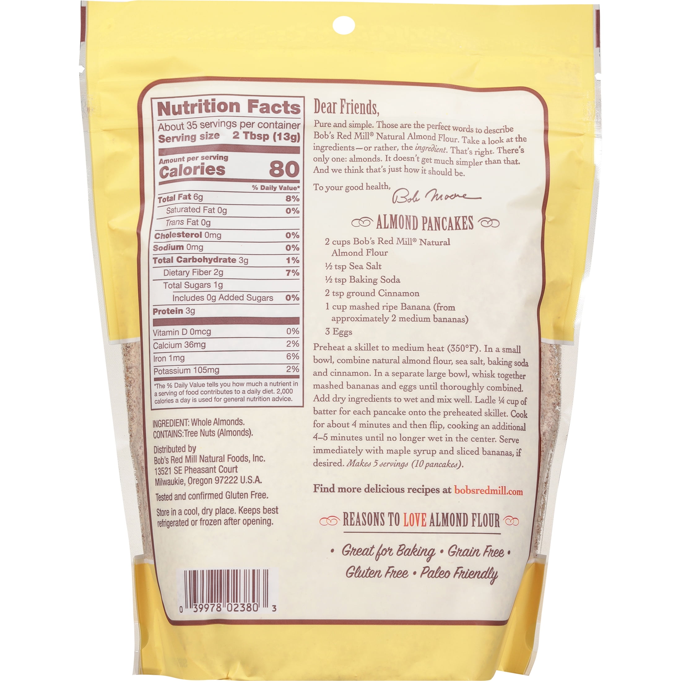 Bob's Red Mill Super-Fine Natural Almond Flour 16 oz Bag
