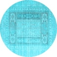 thumbnail image 1 of Ahgly Company Indoor Round Abstract Light Blue Contemporary Area Rugs, 7' Round, 1 of 4