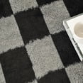 thumbnail image 3 of Pentantan 8ft x 10ft Shag Area Rugs for Living Room, Classic Checkered Fluffy Bedroom Carpet, Black & Gray, 3 of 7