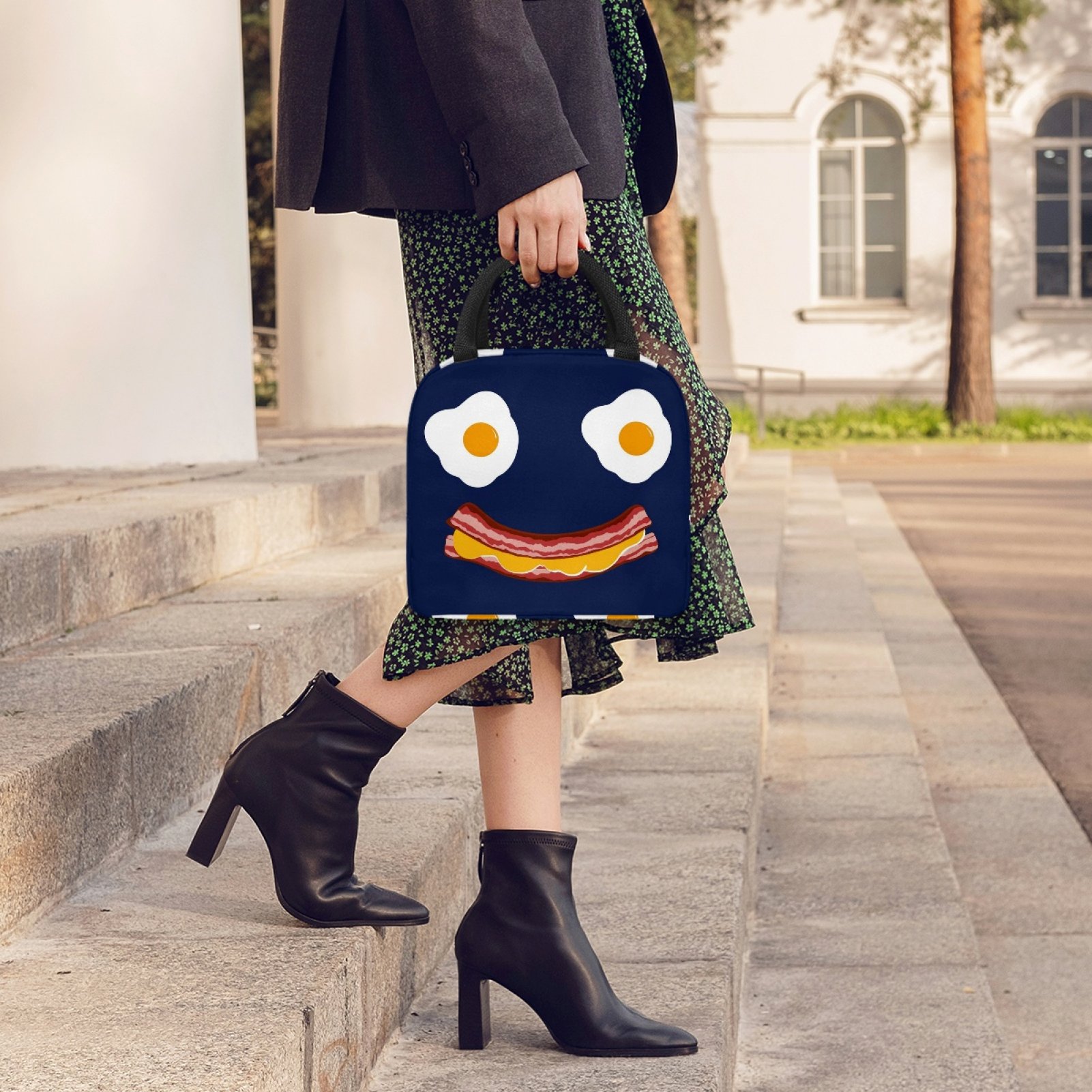 ERJLKXP Funny Fried Egg Bacon Insulated Lunch Bags for Women and Men,Adult Reusable Lunch Tote Bag for Work,cooler bag