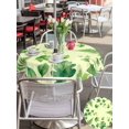 thumbnail image 5 of Outdoor Tablecloth with Umbrella Hole for Patio/Picnic/Party/Camping, Spring Botanical Waterproof Table Cloth Round Cover Washable, Green Ivy Ferns Oak Leaves Yellow (Dia 54"), 5 of 8