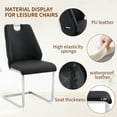 thumbnail image 3 of Sumdeal Dining Chair Sets (2, 4, or 6 chairs), modern leather upholstered chairs, high backrests, silver backrest rings and chrome armrests, waterproof PU leather (white, black, grey, or beige)., 3 of 7