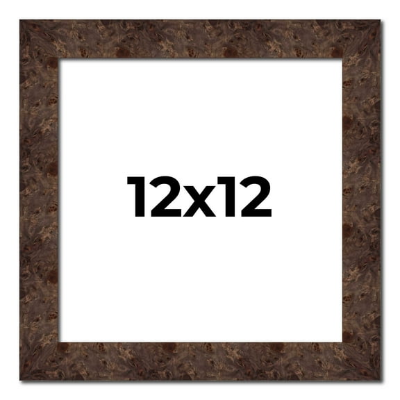 12x12 Frame Brown Burl Real Wood Picture Frame Width 1.625 Inches | Interior Frame Depth 0.5 Inches