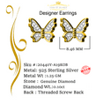 thumbnail image 4 of King of Bling's Women's 0.10ct Real Diamond Butterfly Stud Earrings Yellow 925 Sterling Silver, 4 of 12