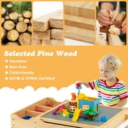 Kadyn Kids Multi Activity Play Table Wooden Building Block Desk with Storage Paper Roll-Natural