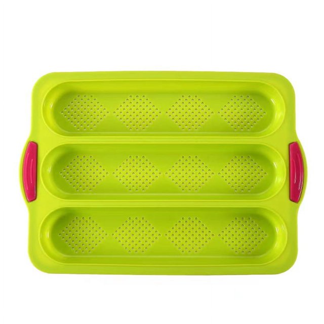 Bandeja para hornear pan con tres ranuras y tiras de silicona, molde para pasteles con rejilla de diamante, bricolaje
