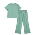 thumbnail image 4 of Abcomgle Girls 2 Piece Outfits Size 14-16 Solid Short Sleeve Shirts and Wide Leg Pants Set Cute Casual Girls Lounge Set,13-14 Years, 4 of 4