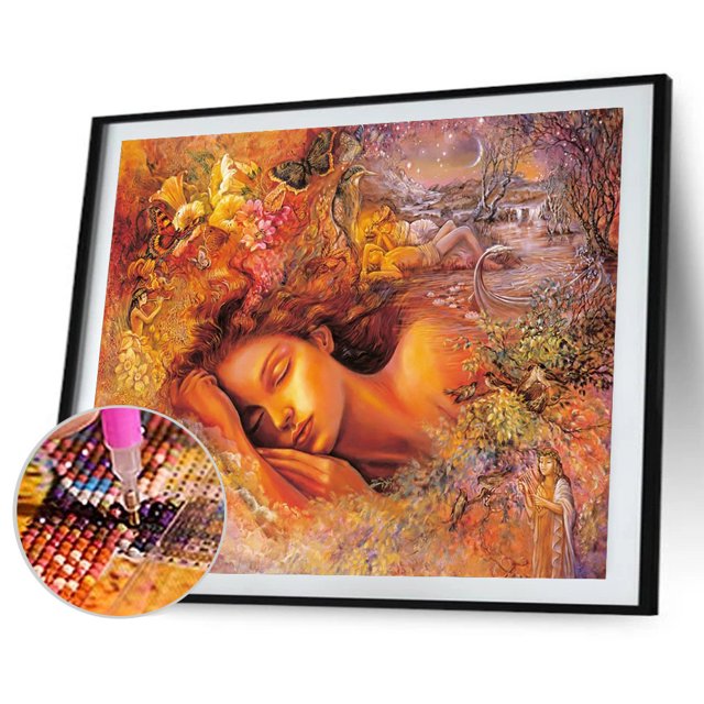 Cuadros Decorativos Kit de pintura de diamante 5D Bella durmiente Taladro redondo completo Rhinestone DIY Arte de pared Tmvgtek embutido en tela