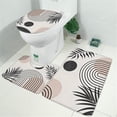 thumbnail image 2 of Brown Boho Geometric and Plant Pattern Bathroom Rugs Sets 3 Piece,Toilet Cover Set,Absorbent Non Slip Bathroom Mats Sets with U-Shaped Contour Rug Toilet Rug Set, 2 of 5