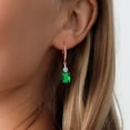 thumbnail image 3 of Gem Stone King 18K Rose Gold Plated Silver Green Nano Emerald and Blue Zircon Dangle Earrings for Women with Lab Grown Diamond (4.03 Cttw, Oval 9X7MM), 3 of 3