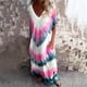 thumbnail image 1 of WILLBEST Vestido Largo Informal Holgado de Manga Corta con Escote En V y Abertura con Efecto Tie-Dye para Mujer Extra Grande, 1 of 3