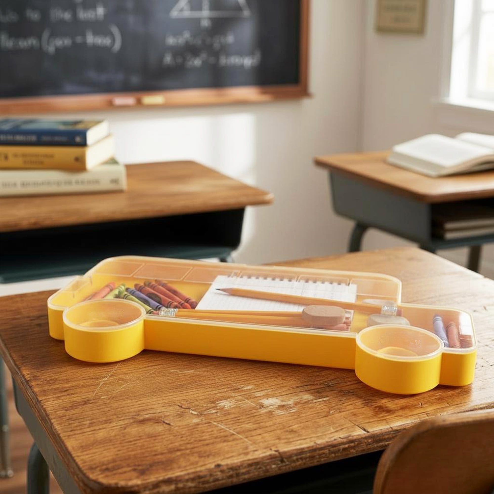 Pen+Gear Bus-Shaped Storage Container, Yellow, 15.5" x 8"