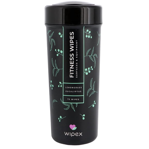 Wipex Gym Wipes – Home Workout & Yoga Mat Cleaner, Lemongrass & Eucalyptus Scent, 75 Count