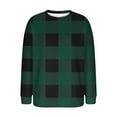 thumbnail image 5 of JUSLIO Plaid Blouses for Women Warm Fleece Shirts Tops Graphic Long sleeve Round Neck Shirts Tops Green 2XL, 5 of 5
