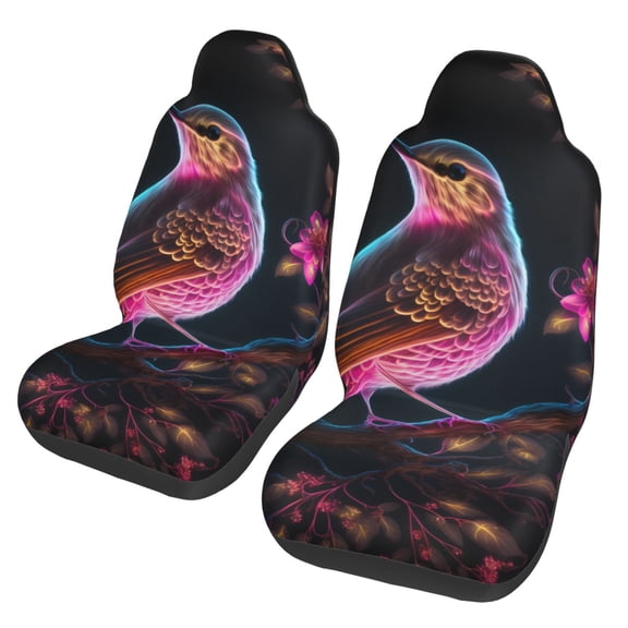 Vsdgher Glowing Leaf Bird Automotive Seat Covers for Cars Trucks and SUVs – Car Seat Covers for Truck Seat Protectors Set of 2