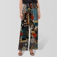 thumbnail image 2 of DHFJKG Bohemian Pants Women Wide Leg Flowy Palazzo Lightweight Stretchy Soft High Rise Elastic Waist Pants Casual Summer Beach Trendy Trousers, 2 of 8