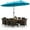 Turquoise,Mix Brown,Beige, variant on Costway 11 PCS Patio Wicker Dining Set with Double-Sided Outdoor Umbrella 8 Chairs Turquoise